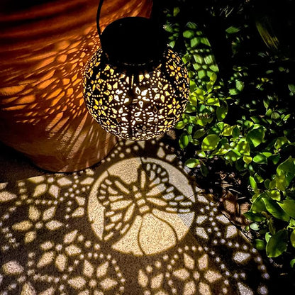2 Pack Outdoor Solar Lantern Lights, Waterproof Tabletop LED Moroccan Lanterns, Hanging Metal Decorative Garden Lights for Patio, Lawn, Porch, Backyard