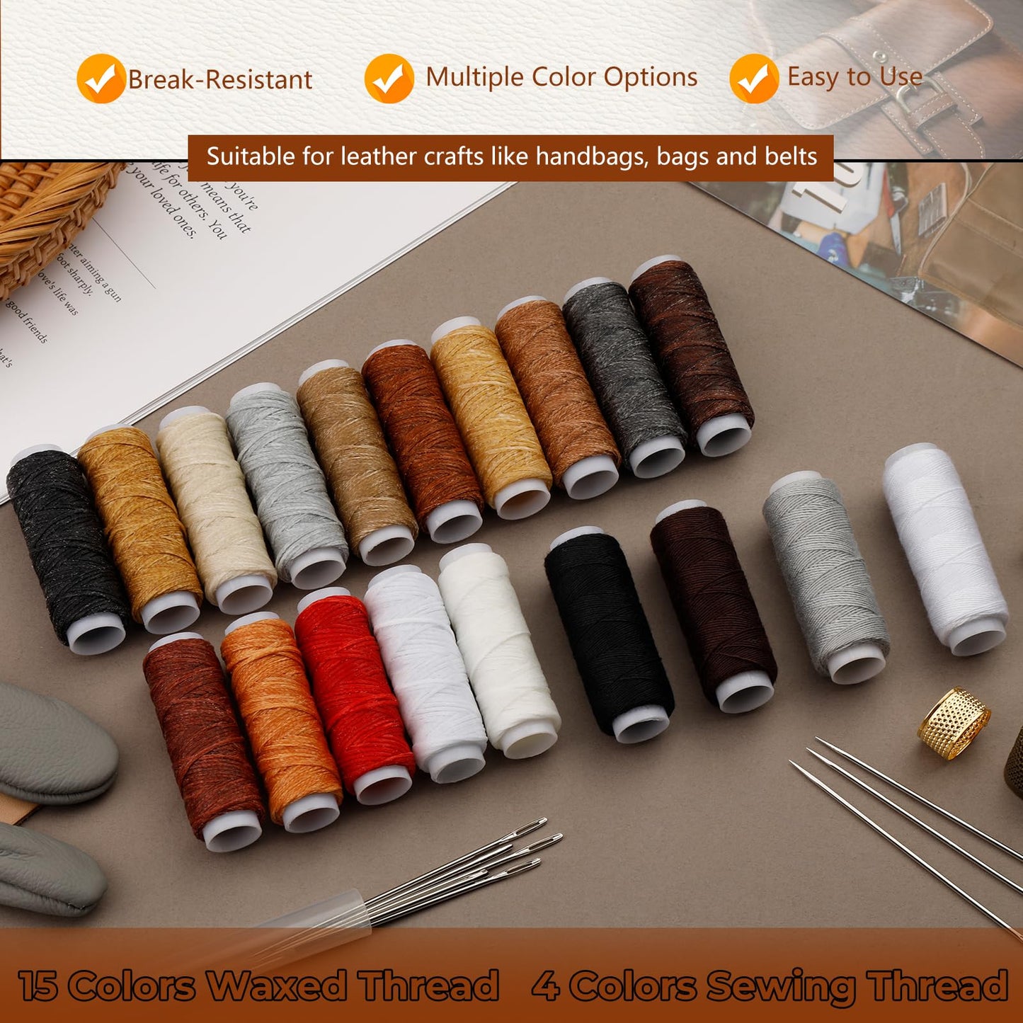 CBHGFEA Leather Working Kit, Leather Working Tools with Custom Storage Bag, leathercraft Supplies, Sanding Supplies for DIY Handicraft Making and Repair