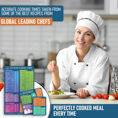 Air Fryer Cheat Sheet Magnets - Must Have Air Fryer Accessories Air Fryer Cookbook for Beginners Cooking Guide - Cooking Time Cheat Sheet - Magnetic Quick Reference (3 Pack)
