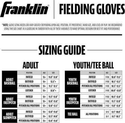 Franklin Sports Field Master Baseball & Softball Glove - Adult & Youth Mitts | Right Hand Throw, Versatile Fit