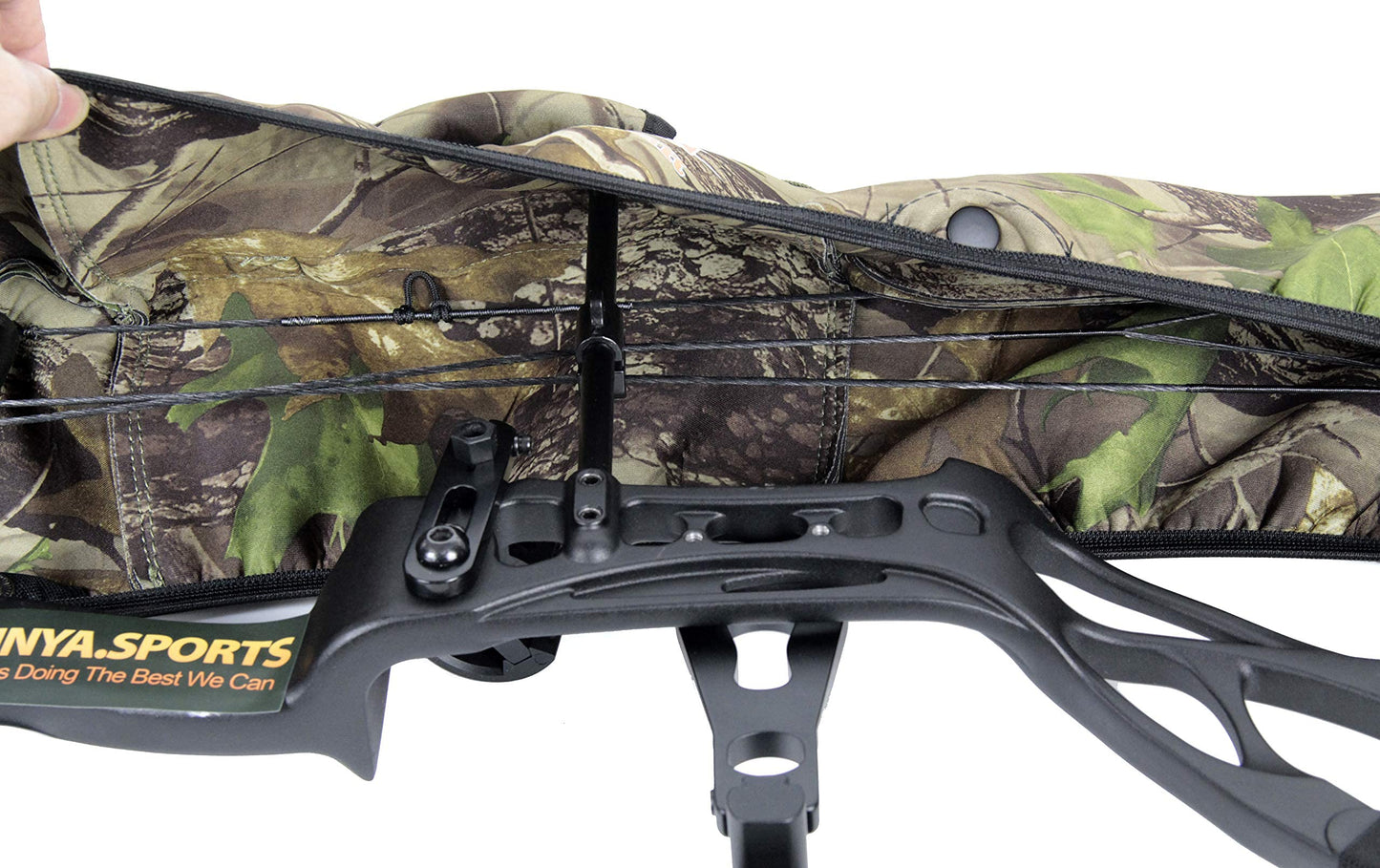 SUNYA Neoprene Compound Bow Sling, Silent Hunting or Fast Movement 2 Carrying Modes Switchable. Removable & Adjustable Shoulder Strap. Camouflage Fabric.