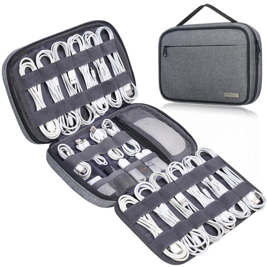 Lacdo Cord Organizer Travel, Cable Organizer Bag Case, Portable Electronics Organizer travel Case, 6 Layer Large Capacity Charging Cords Storage organizer for Cables, SD Card, Travel Essentials, Gray