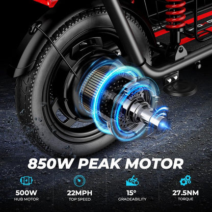 WINDHORSE C3 Adults Electric Scooter with Seat - 14” Tire, 500W Brushless Motor, 3 Speed Modes, Cruise Control, Dual Suspension, 25 Mile Range, 22MPH, Adjustable E-Scooter for Teens with Basket