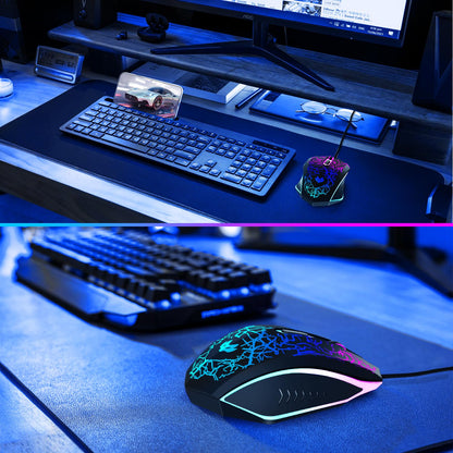 Wireless Gaming Mouse, Rechargeable Wireless Computer Mouse, 7-Color LED Light, Ergonomic Mouse with 6 Silent Click Buttons, 3 Adjustable 2400 DPI Wireless Mouse for Laptop,PC,Mac, Black