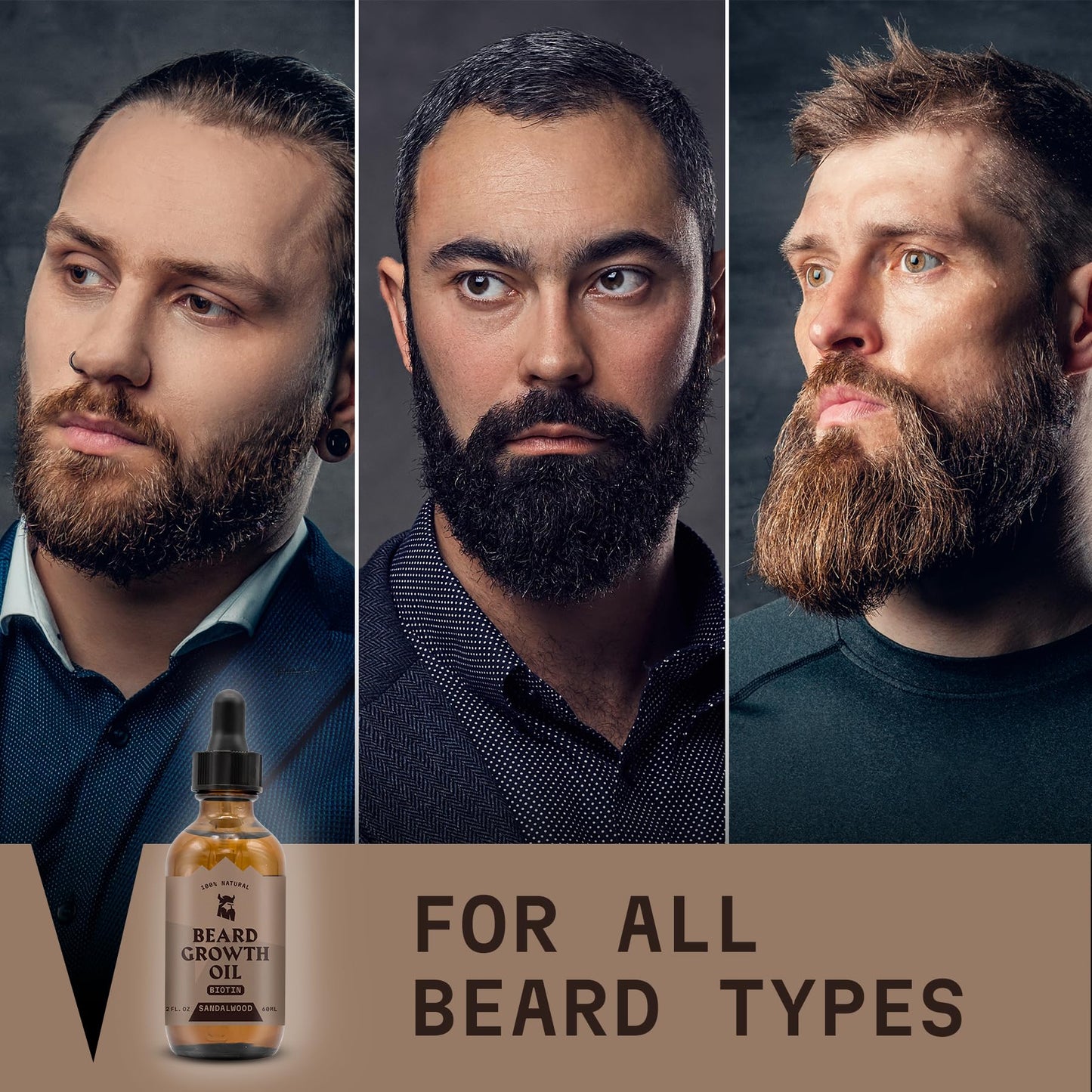Striking Viking Beard Oil with Biotin for Men - 2 Fl Oz, 1 Pack, Sandalwood - Thickening & Conditioning Beard Growth Oil & Serum with Argan & Jojoba for Hydrated Facial Hair