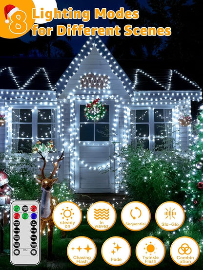 Christmas Lights 1200 LED 394 FT, Waterproof Outdoor String Lights with Remote and Timer, Christmas Tree Lights with 8 Modes Dimmable, Fairy Lights for Holiday Decor (Cool White)