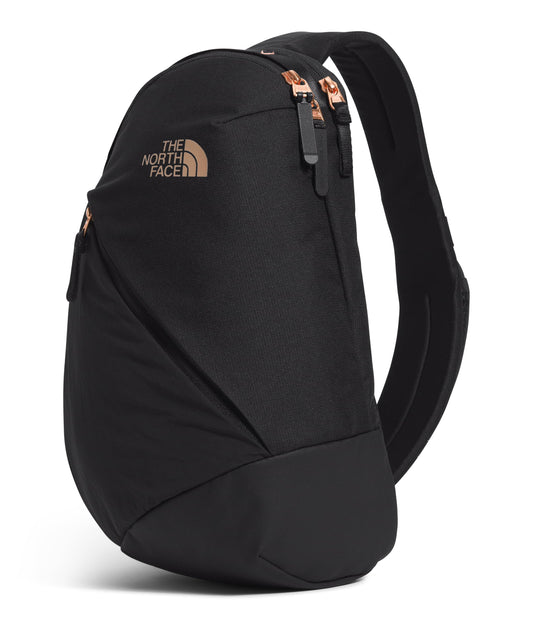 The North Face Women's Isabella Sling - Slim Carry Crossbody Bag with Large Main Compartment, Water-Repellent Finish, TNF Black Light Heather/Burnt Coral Metallic-NPF, One Size
