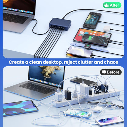USB C Charger 200W USB C Charger Block,Upgraded GaN III 8-Port Fast Charging Station Hub,PD 65W Laptop Charging Adapter Compatible with MacBook Pro/Air,DELL,Steam Deck,iPhone 16/15/14,Galaxy S23/22
