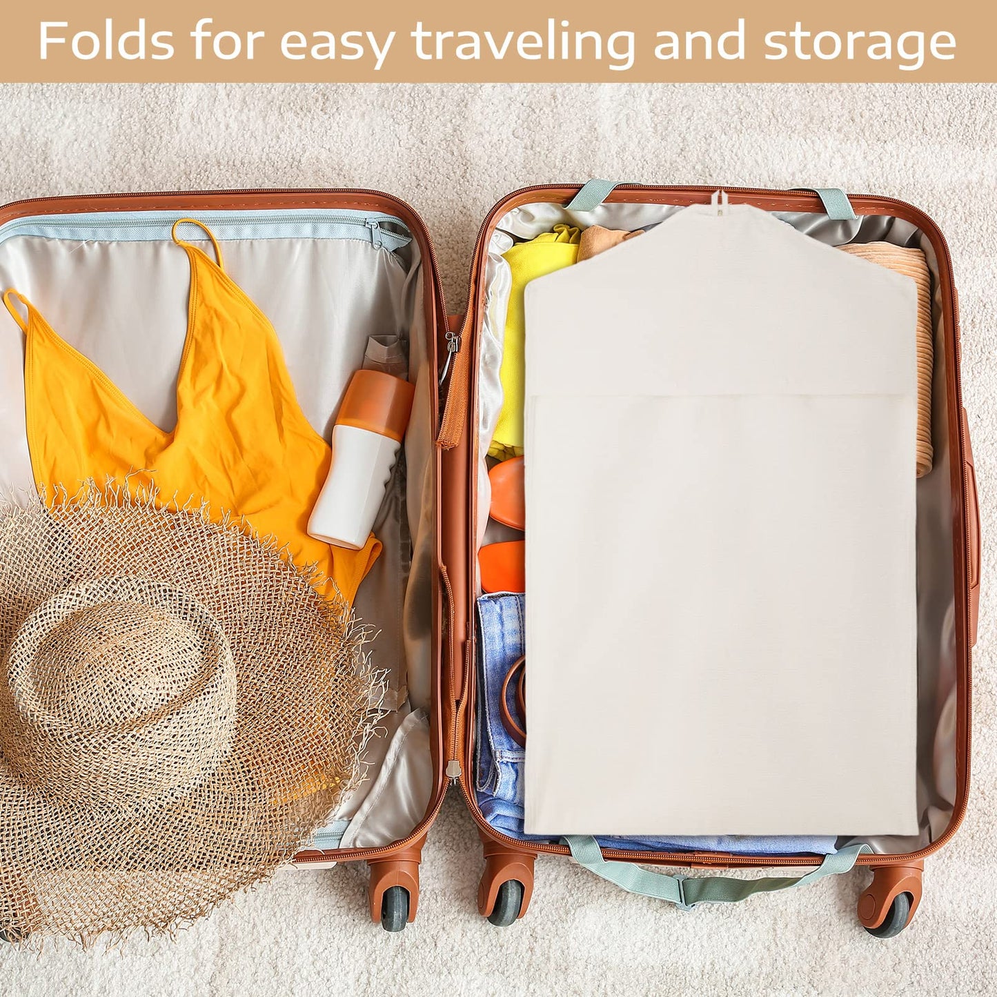 Sotiff Cotton Dress Garment Bags for Long Gowns Long Dress Travel Breathable Foldable Storage Bag Dust Proof(White,70 x 23.6 Inch)