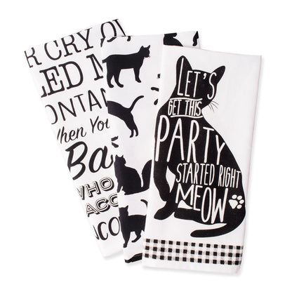 DII Everyday Pets Kitchen Collection Absorbent Dishtowel Set, 18x28, Cat Print, 3 Count