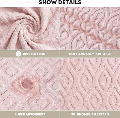 Artoid Mode 1 Pc Pink 3D Diamond Grid Jacquard Hand Towels