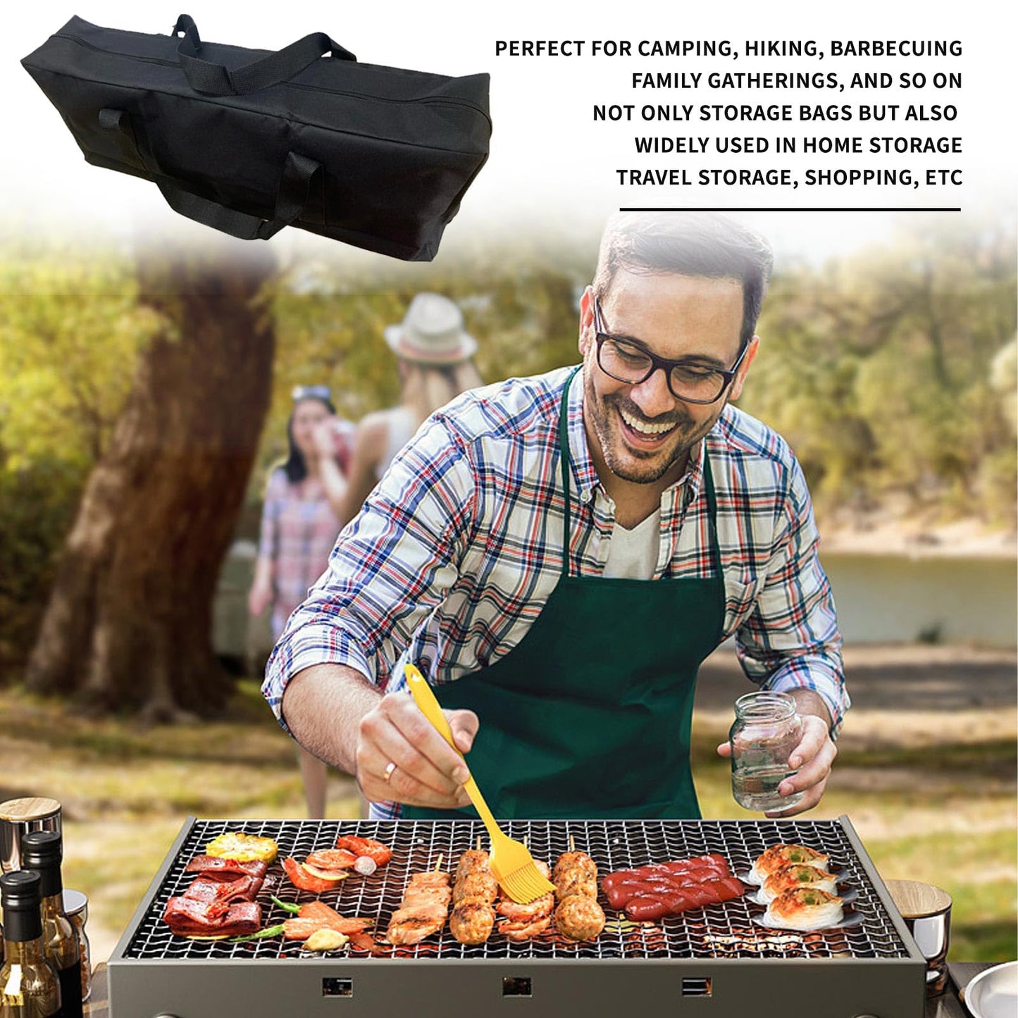 Dabiyvoil Grill Tool Storage Bag, 24" Oxford Cloth Grill Accessory Storage Bag, Double Zipper Grill Tools Storage Bag, Suitable for Grill Utensil Storage, BBQ Tool Storage