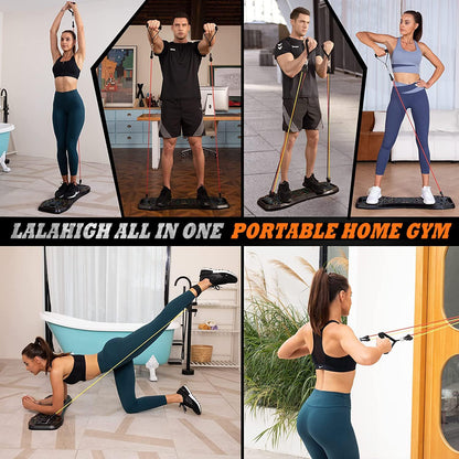 LALAHIGH Push Up Board,36 in 1 Home Gym Equipment with Ab Roller Wheel & Resistance Bands, Portable Foldable Workout Board for Full Body Strength Training Men Women