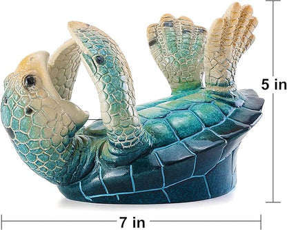 VVGIFTS Sea Turtle Decorative, Figurine Sea Turtle Wine Bottle Holder, Coastal Beach Decor, Resin Statue for Home Desk Tabletop, Ornament Gift Decorations (Bule)
