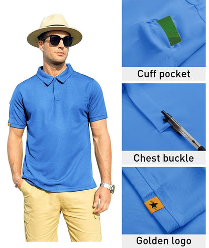 ZITY Mens Polo Shirt Short Sleeve Sports Tactical T-Shirt Athletic Golf Polos Daily Casual Stylish Collared Shirts for Men Lightblue XX-Large