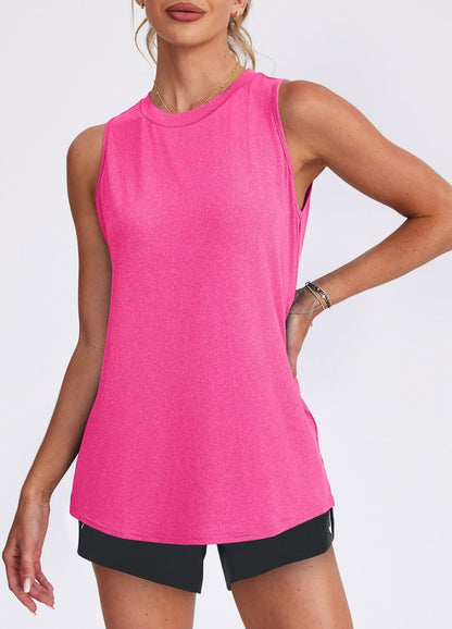 Summer Workout Tank Tops for Women Sleeveless Running Shirts Activewear Gym Yoga Tops Pink XXL