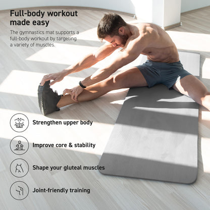 MSPORTS Thick Yoga Mat Premium Non Slip – Extra Comfortable Exercise Mat for Home Workouts, Pilates, Stretching & Gym – Cushioned NBR Foam, Yoga Mat with Strap, for Women & Men (Grey, 74.5 x 40 x 0.6 in)