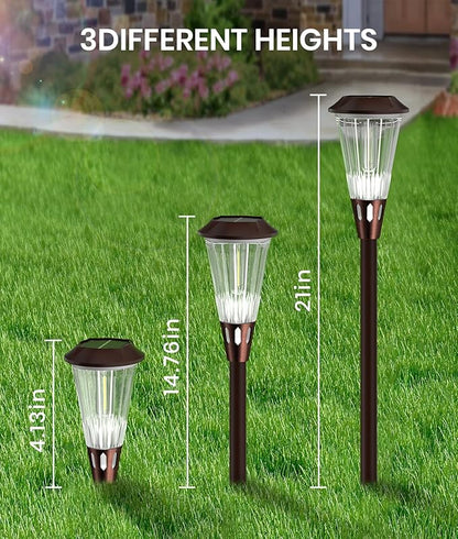 8 Pack Bright Solar Lights Outdoor,2-in-1 Warm&Cold Light,IP65 Waterproof 3000K/6500K Solar Pathway Lights Outside,Solar Powered Landscape Lighting for Yard Patio Walkway Driveway Lawn