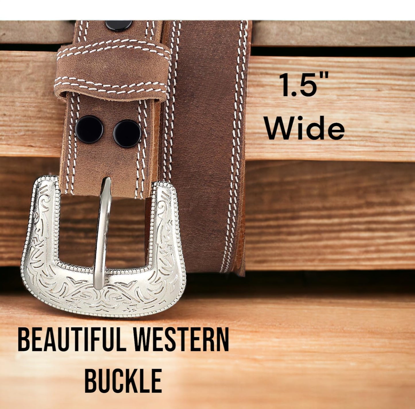 F&L CLASSIC mens Western full grain Leather belt Strap w/Snaps for Interchangeable Buckles, USA,7-941-32-size 32