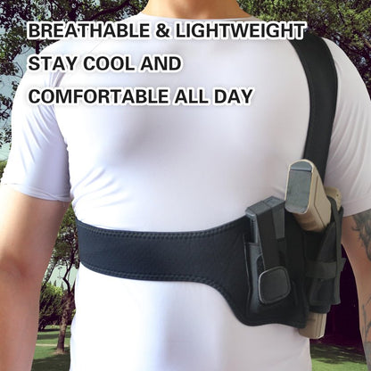 TACDEFNEX Shoulder Holster for Pistols – Right-Hand Gun Holster for Men with Breathable 3-Point Design, Adjustable Fit 35"-45", Fits Glock 19, Sig P365, M&P Shield, 1911 & More