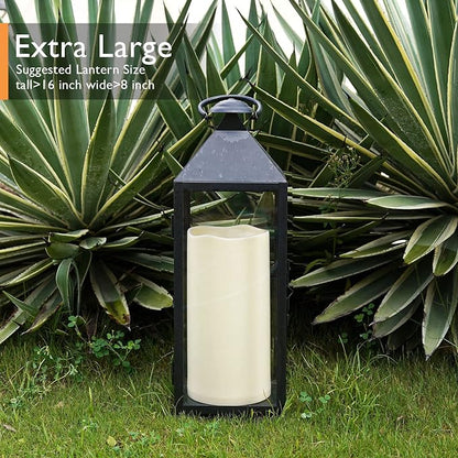 Homemory 6" x 12" Extra Large Outdoor Waterproof Candle with Auto 6-Hour Timer, Ivory Plastic Made, Long Last for Half A Year, Set of 2