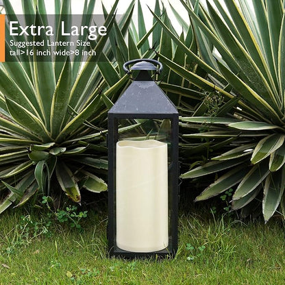 Homemory 6" x 12" Extra Large Outdoor Waterproof Candle with Auto 6-Hour Timer, Ivory Plastic Made, Long Last for Half A Year