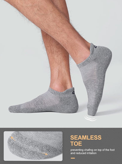 CS CELERSPORT Ankle Athletic Running Socks Low Cut Sports Tab Socks for Men and Women (6 Pairs), Medium, Grey