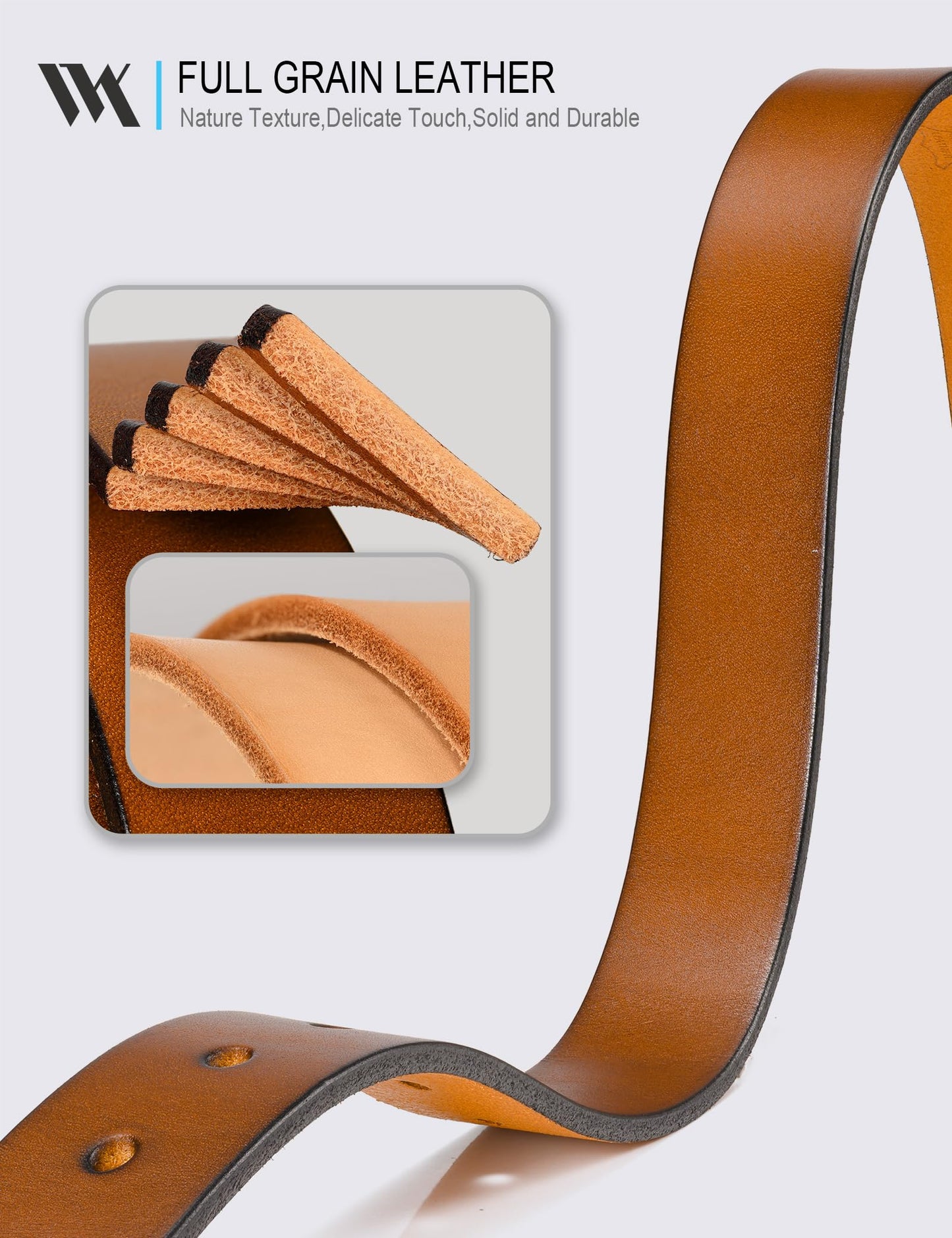 WOLFANT Womens Casual leather Jean Belt,1.1" Ladies Belt with Gold Buckle,100% Italian Full Grain Real Solid Leather