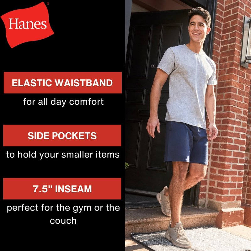 Hanes Men's Jersey Pocket Short Navy 2XL