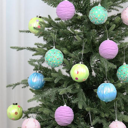 SY Super Bang 15PCS Christmas Ornaments Set, 8CM/3.14" Macaroon Shatterproof Ball Ornaments for Christmas Tree Hanging Decorations, for Home Holiday Party Xmas Decor.
