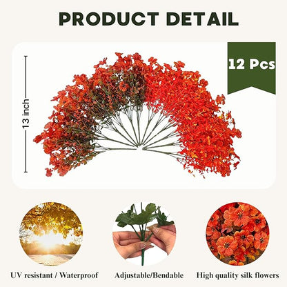Artificial Fall Flowers with Hanging Baskets Outdoors for Decoration Faux mums for Outdoor planters Fake Mums Artificial Hanging Plants UV Resistant for Autumn Porch Home Patio Decor (Harvest Orange)