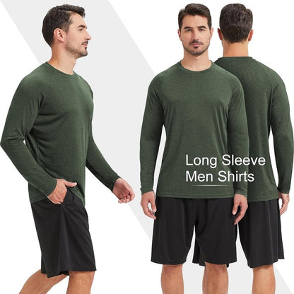 MLYENX Long Sleeve Workout Shirts for Men - UPF 50+ UV Protection, Quick Dry, Moisture Wicking | 7 Pack
