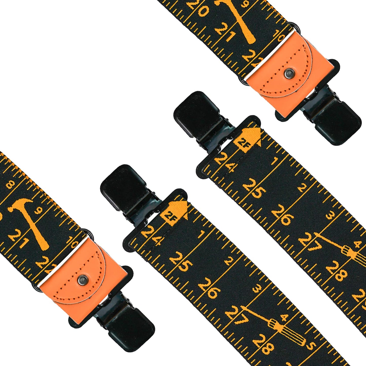 MELOTOUGH Men suspender with 2 inch elastic fully adjustable X back Industrial Strength Suspender (Black Rule)