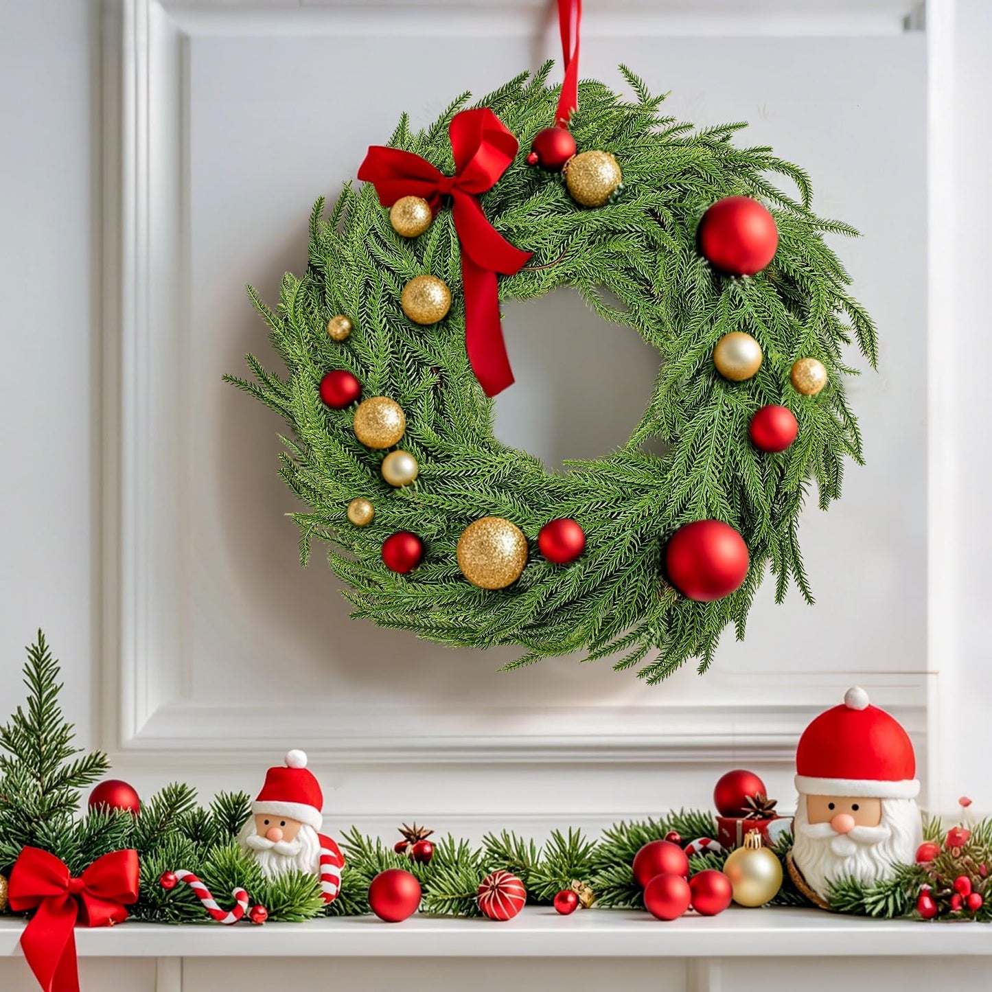 Calyxir 2 Pack 6 FT Norfolk Pine Garland, Real Touch Faux Greenery Garland, Bendable Artificial Pine Branches for Mantle, Staircase, Table, Indoor and Outdoor Christmas Decor