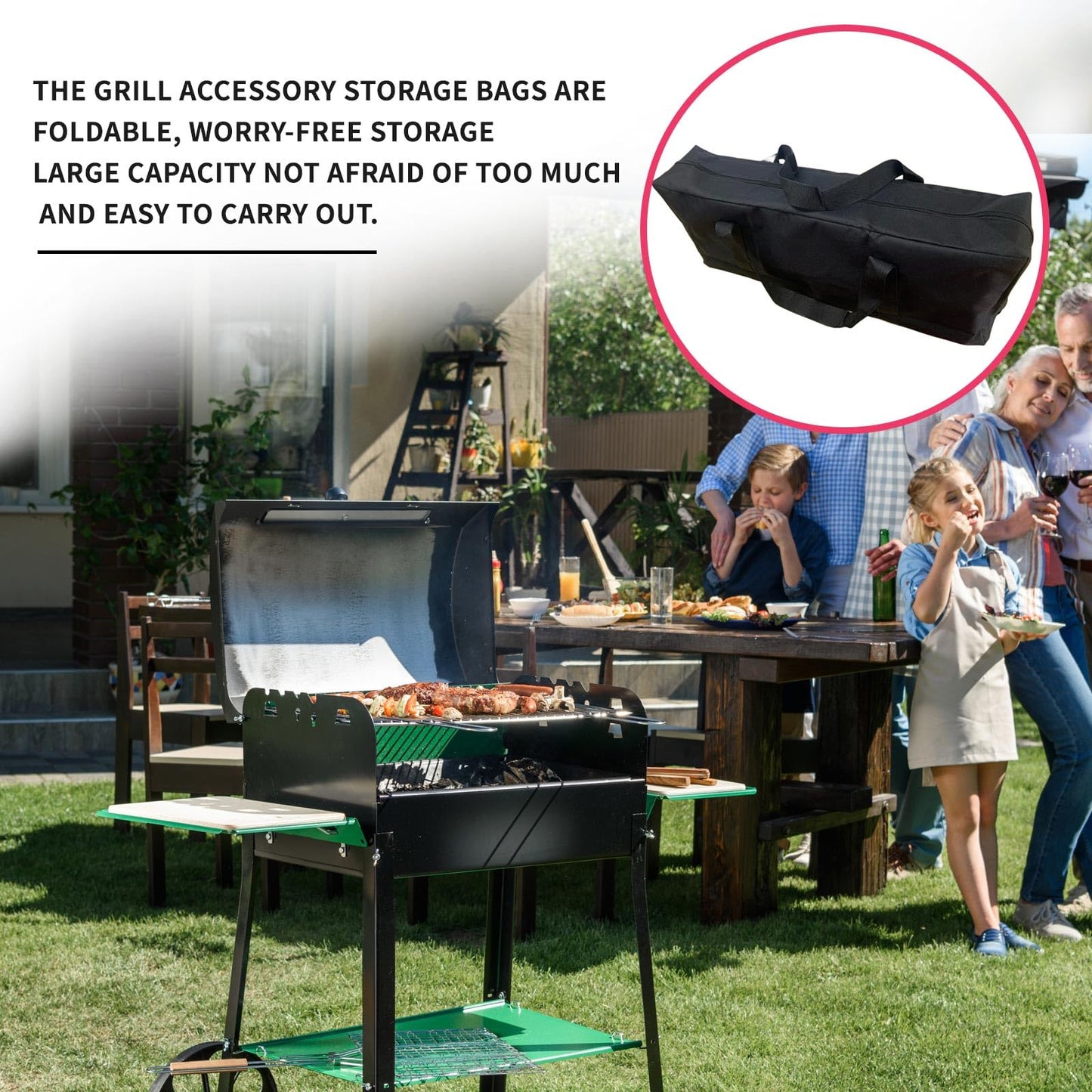 Dabiyvoil Grill Tool Storage Bag, 24" Oxford Cloth Grill Accessory Storage Bag, Double Zipper Grill Tools Storage Bag, Suitable for Grill Utensil Storage, BBQ Tool Storage