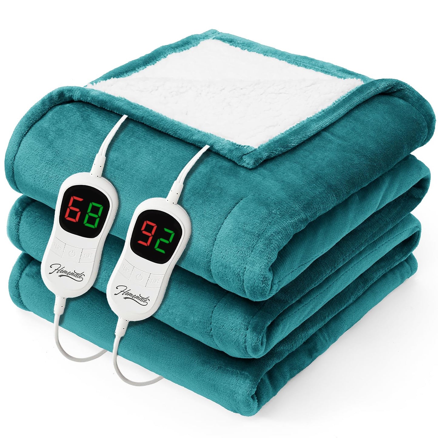 Homemate Electric Heated Blanket Twin - 62"x84" Heating Bed Blankets Throw with 10 Heating Levels 8 Hours Auto Off Fast Heating Over-Heated Protection Ultra Soft Warm Flannel ETL Certified Grey