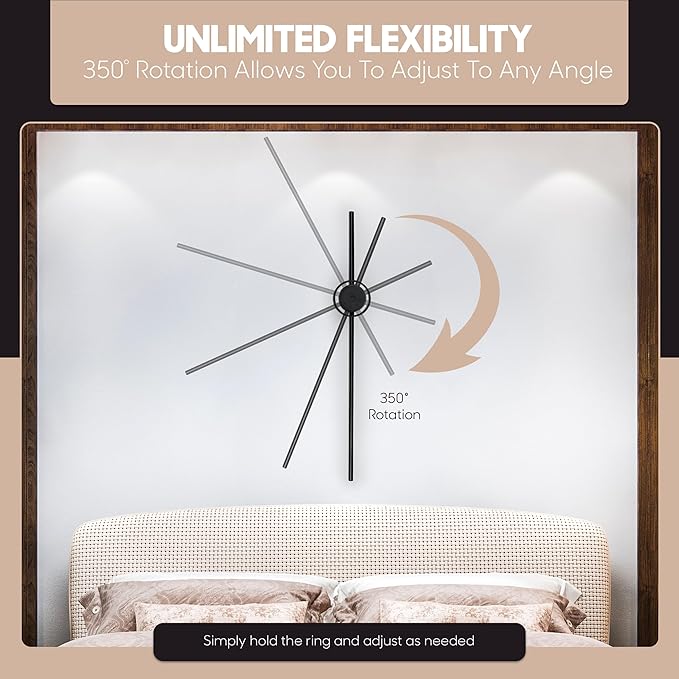 Battery Operated Wall Sconces - Set of Two, 31" in Matte Black - 6000 mAh Rechargeable Wall Sconce, 3 Color Temperatures, 350° Rotating, & Dimmable - Wireless LED Lights with Remote Control & Timer
