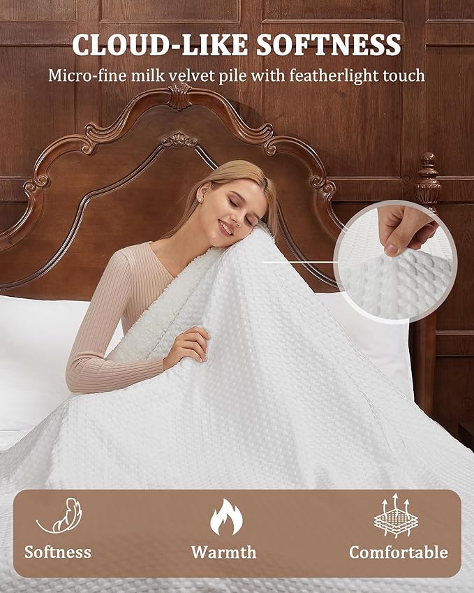 CAROMIO Heated Blanket Queen Size with LCD Dual Controller, Waffle Weave Fast Heating Electric Blankets, 10 Heat Levels & 1-12H Time Settings, ETL Certified, Machine Washable, Off White, 84" x 90"