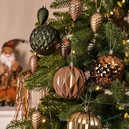 JORNOY Christmas Tree Ornaments, 4inch/100mm Shatterproof Ornaments for Christmas Tree Set - Large Plastic Decorative Hanging Balls Ornaments for Xmas Tree Decorations Party, 12ct (Earth Tone)