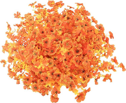 Outdoor Artificial Flowers, 8 Bundles Fake Flowers Autumn Decoration, No Fade Faux Plastic Shrubs for Garden Patio Porch Window Box Decor (Fall Orange)