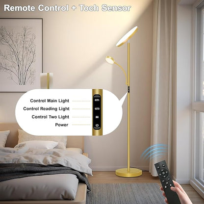 Floor Lamps for Living Room,42W/4200LM Bright Floor Lamp,2-in-1 Dimmable Standing Lamp with Reading Light,69'' Tall Lamp with Remote & Touch Control, Modern Floor Lamp for Bedroom,Office