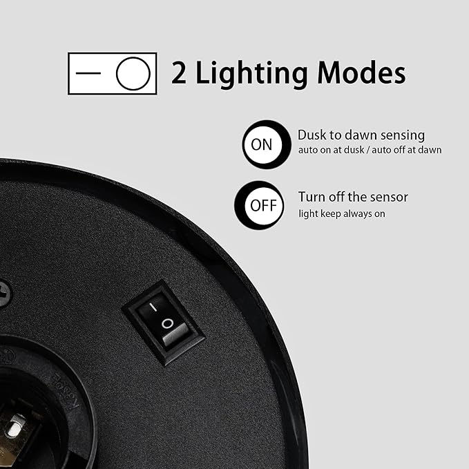 Outdoor Dusk to Dawn Wall Lights Modern Exterior Wall Mount Lantern Fixture Aluminum E26 Lamps Waterproof Porch Light for Patio Garage Front Door Garden Yard (Bulbs Not Included), Black