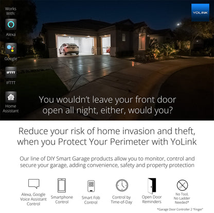 Smart Garage Door Kit with YoLink Hub - YoLink 1/4 Mile World's Longest Range Garage Door Controller and Wireless Sensor Compatible with Alexa IFTTT