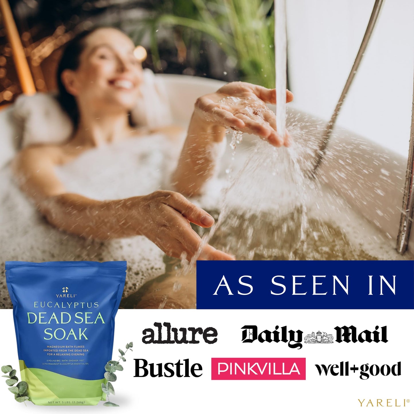 Yareli Magnesium Flakes, 15lb, Dead Sea Bath & Foot Soak, Alternative to Epsom Salt with Over 800,000mg of Magnesium Chloride Per Bag