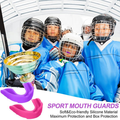 BBTO 6 Pack Kids Youth Mouth Guard for Football Sports, Purple Pink Boys Girls Sports Mouthguard with Case, Soft Mouth Guard for Hockey Boxing MMA Basketball, Ages 4+