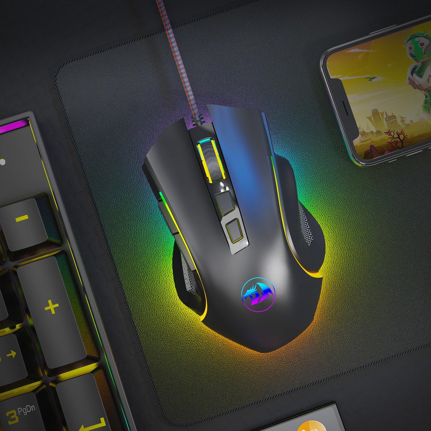 Redragon M602 Gaming Mouse, Ergonomic RGB Gaming Mouse Wired with 7200 Adjustable DPI, 9 Programmable Buttons, Professional Software for Gamer Office [Black]
