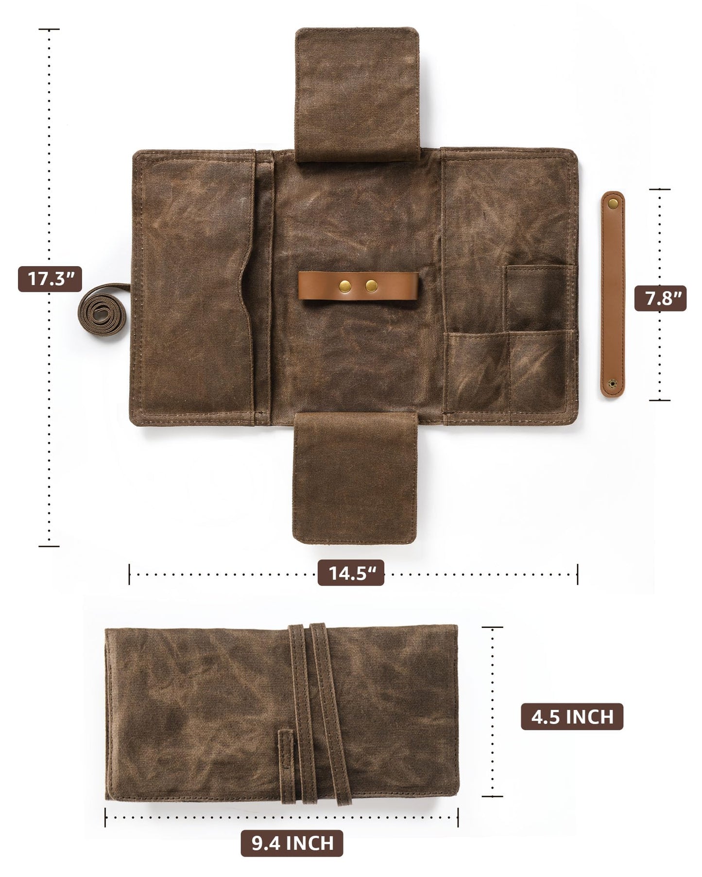 BS-VOG Waxed Canvas Tobacco Pouch for 2 Pipes, Smoking Tobacco Pipe Pouch with Foldable Stand, Smoking Case Bag Accessories Storage Organizer for Travel, Daily Use & Gift (Pipes Not Included)