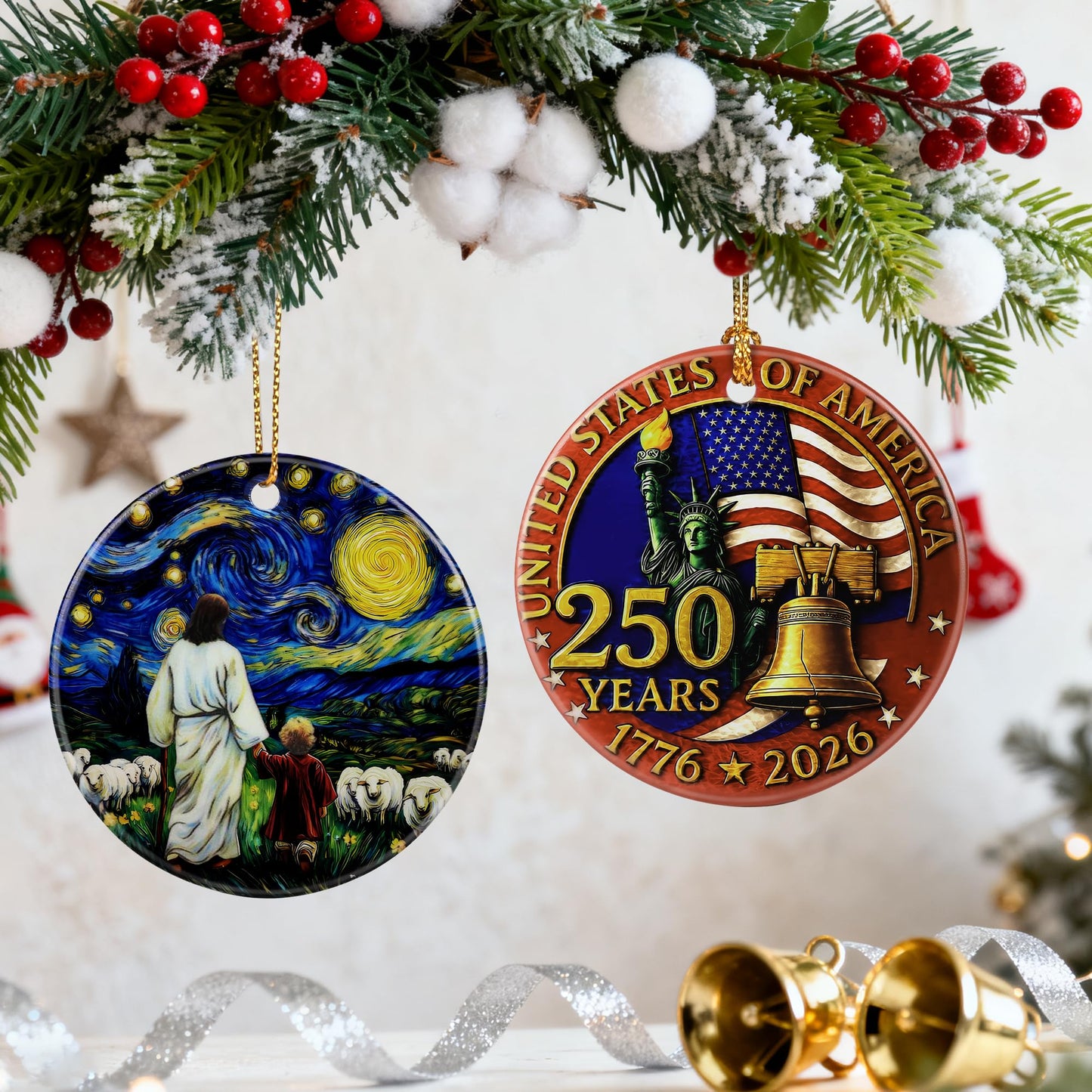 Jesus with Child Ornament, Starry Night Ornament, Christian Christmas Ornaments, Religious Christmas Decorations, Christian Home Decor, Christian Gift, Religious Gifts, Gifts for Christians
