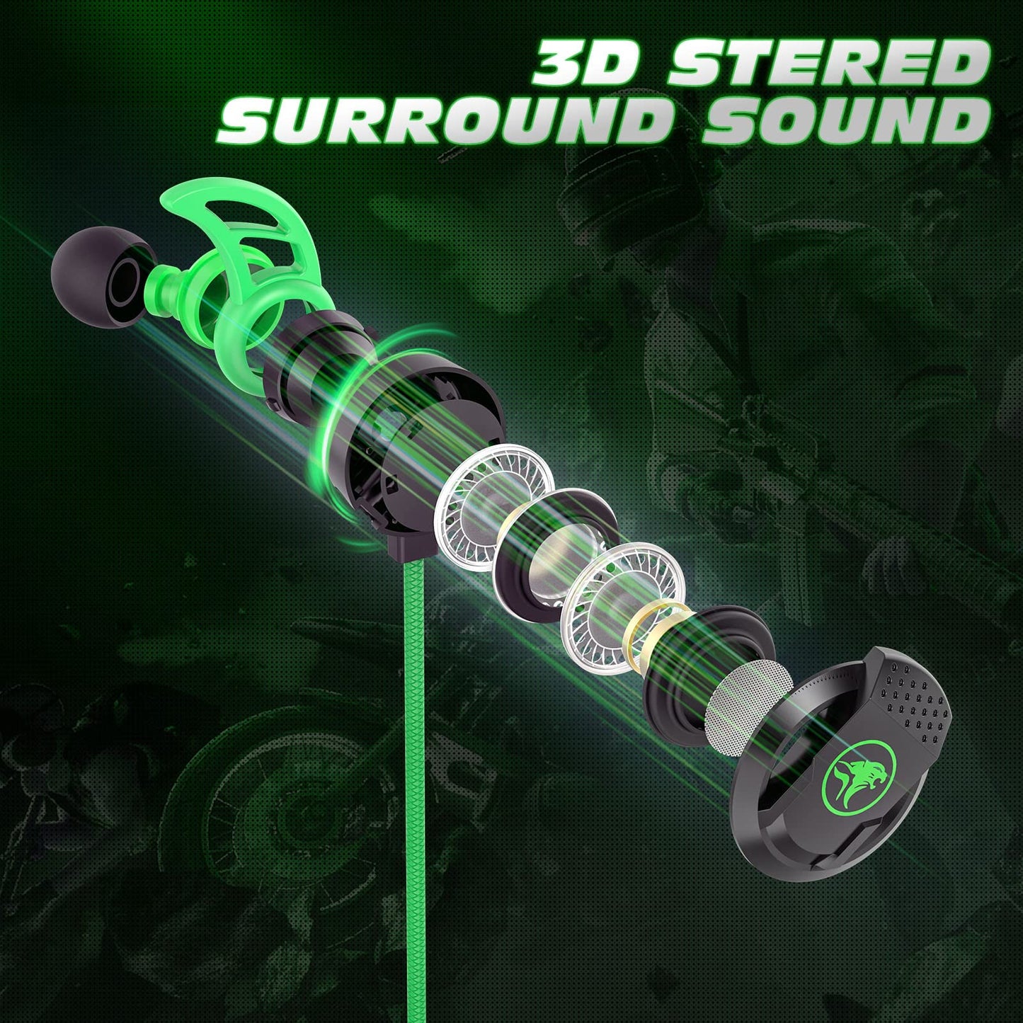 BlueFire 3.5 MM Gaming Headphone Wired Gaming Earphone Noise Cancelling Stereo Bass E-Sport Earphone with Adjustable Mic for PS4, Xbox One, Laptop, Cellphone, PC (Green)