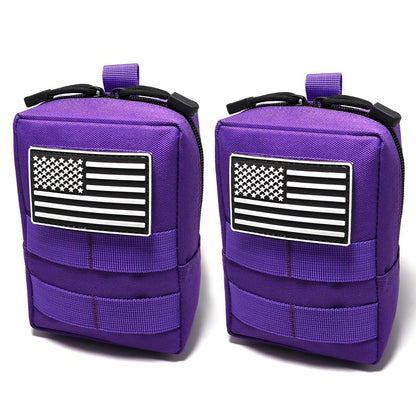 2 Pack Tactical Molle Pouches Small Molle Utility Pouch Small Tactical Accessory Bag Belt Pouches Vest Pouch Compact Water-Resistant EDC Pouch with Flag Patch (Purple)